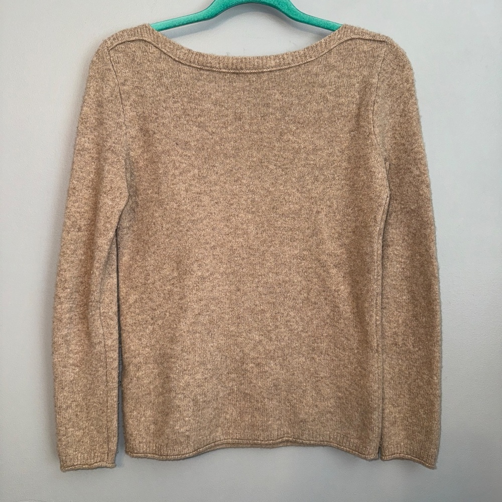 EUC Madewell Cozy Boatneck 100% Merino Wool Sweater Tan Size Small - Picture 7 of 8